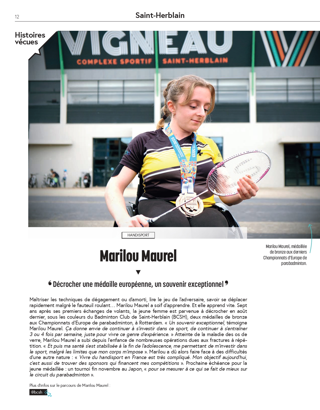 Marilou Maurel à l’honneur dans le magazine Saint-Herblain!