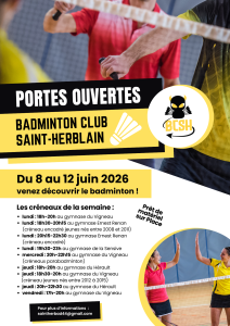 Venez tester le badminton aux Portes Ouvertes du BCSH!